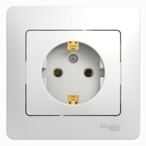 Розетка с заземлением без шторок с рамкой Schneider Electric Glossa GSL000142 Белый